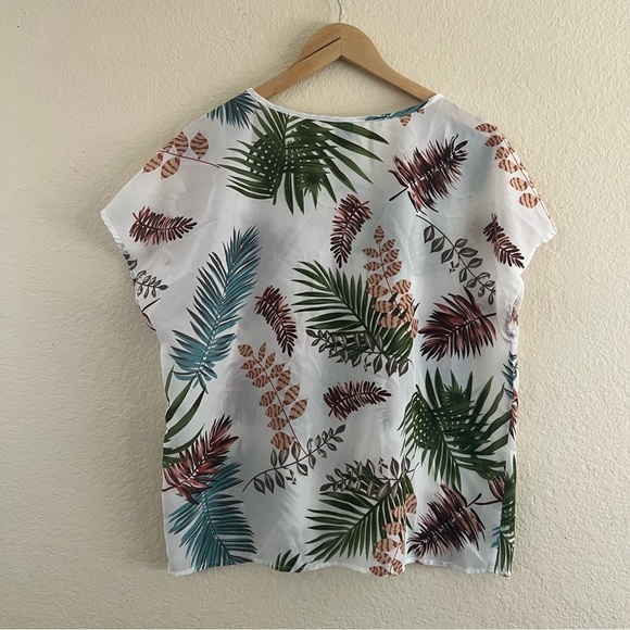 Floral tropical short sleeve blouse Size XL 12 - Picture 6 of 8